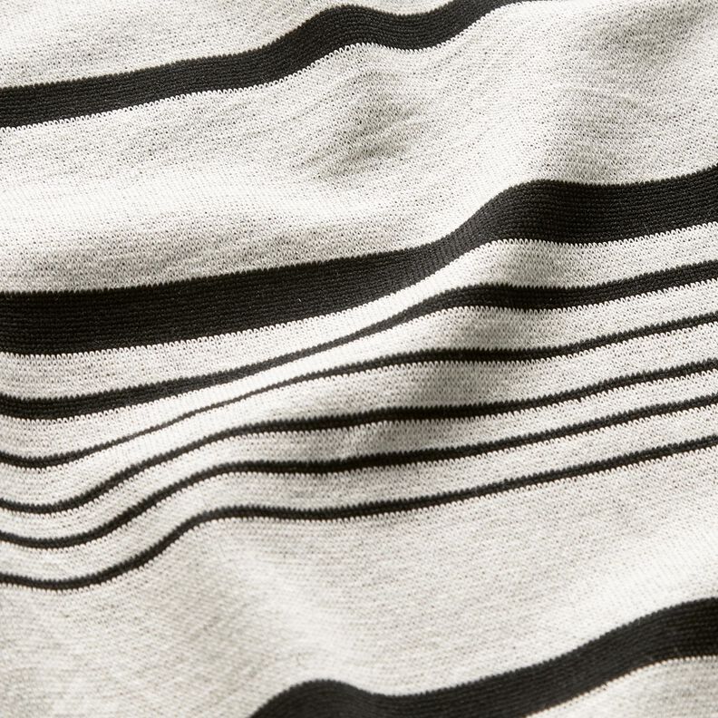 Strickjacquard unregelmaessige Streifen – wollweiss/schwarz, image number 2