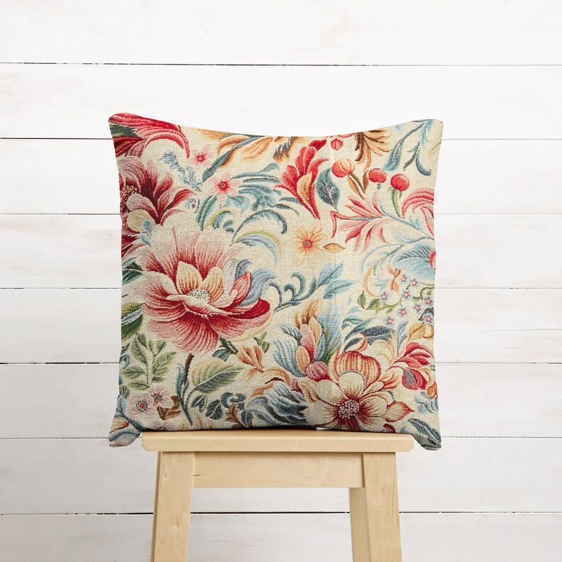 Dekostoff Gobelin traumhafte Blumen – hellbeige/rot, image number 6