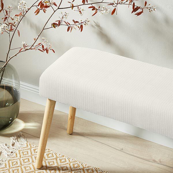 Dekostoff Jacquard dezente Streifen – wollweiss