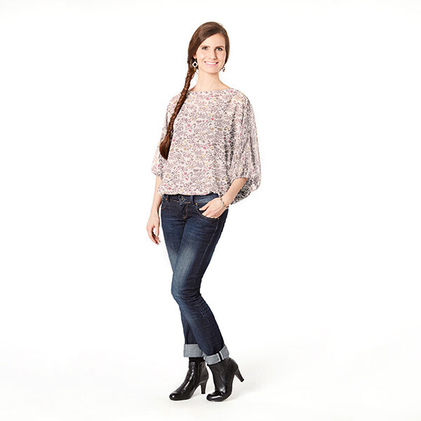 Chiffon Blumen & Schmetterlinge – rosé | Reststück 120cm