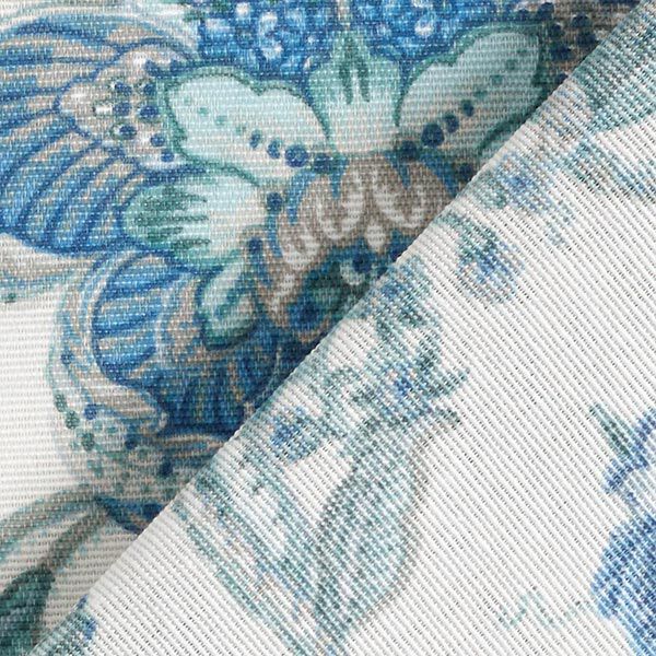 Dekostoff Canvas orientalische Blumenornamente 280 cm – weiss/blau | Reststück 50cm