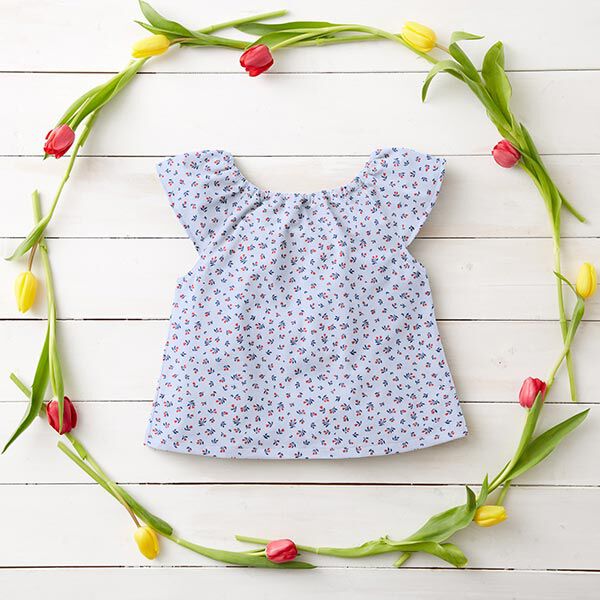 Baumwollpopeline Mini-Tulpen – babyblau