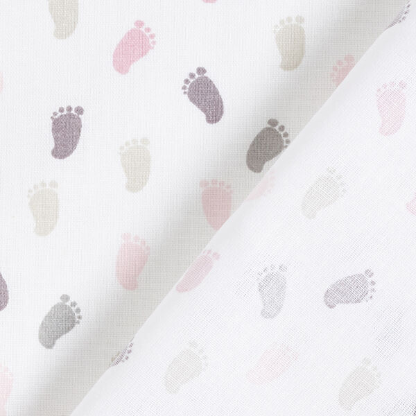 Baumwollpopeline Baby-Füßchen – weiss/rosa – Muster,  image number 4