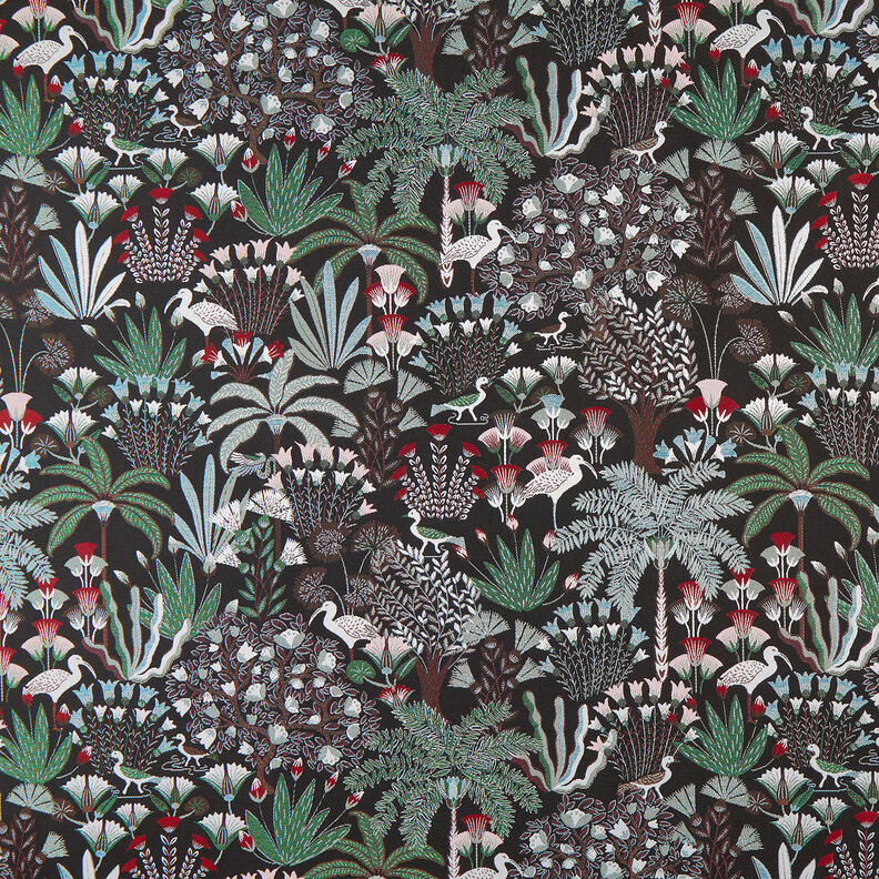 Dekostoff Gobelin paradiesische Botanik – schwarz/grün,  image number 1