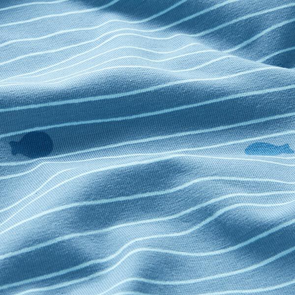 Baumwolljersey Fische auf Wellenlinien – hellblau, image number 2