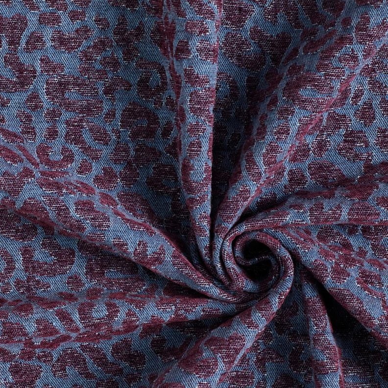 Hosenstoff Denim-Optik Leoprint – aubergine/jeansblau, image number 3