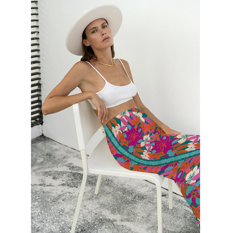 French Terry Sommersweat grosse Blumen – petrol, image number 8