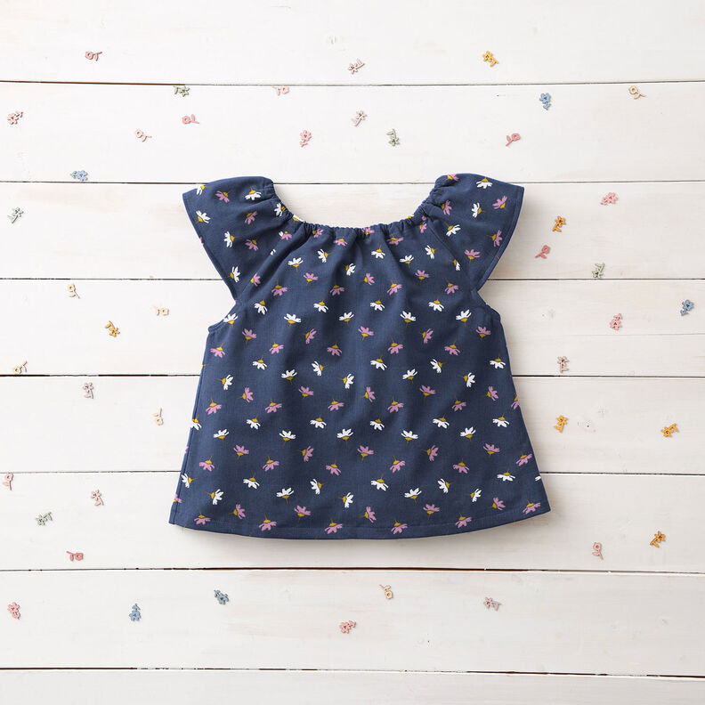 Babycord kleine Blümchen – marineblau,  image number 6