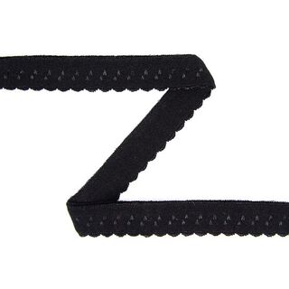Elastisches Spitzen-Einfassband (Falzgummi) [12 mm] - schwarz, 