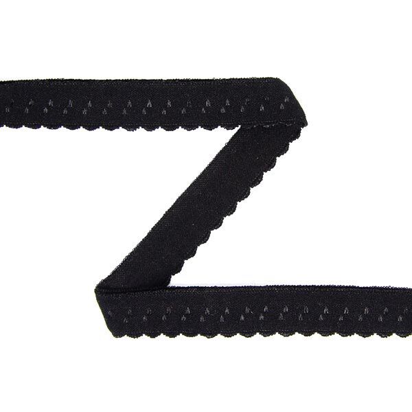 Elastisches Spitzen-Einfassband (Falzgummi) [12 mm] - schwarz,  image number 1