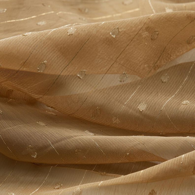 Chiffon Dobby Metallic Nadelstreifen – dunkelbeige/silber metallic,  image number 2