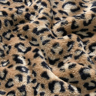 Kuschelfleece Leomuster – mittelbraun, 
