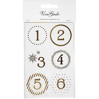 Adventskalender-Sticker – gold/ weiss, 