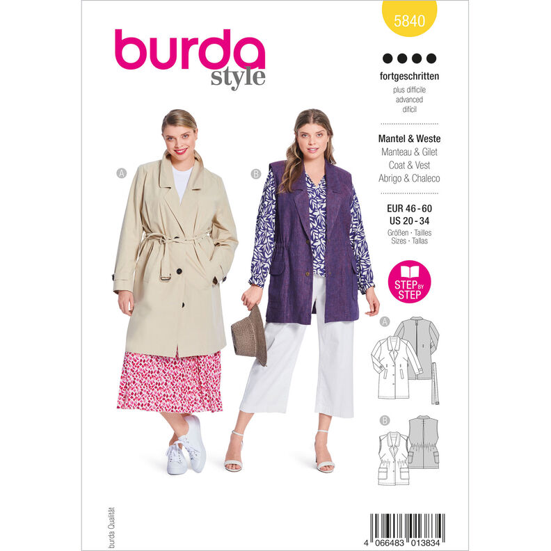 Mantel / Weste | Burda 5840 | 46-60, image number 1