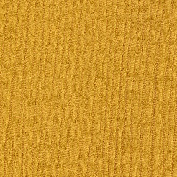 GOTS Dreilagiger Baumwoll-Musselin – currygelb,  image number 4
