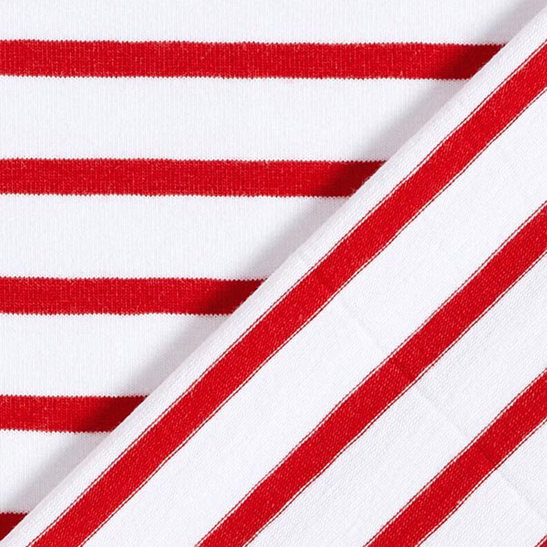 Baumwolljersey schmale & breite Streifen – weiss/rot,  image number 4