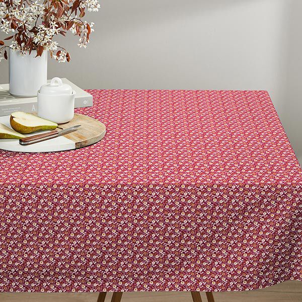 Baumwollstoff Cretonne kleine Blüten – himbeere/rosé | Reststück 50cm