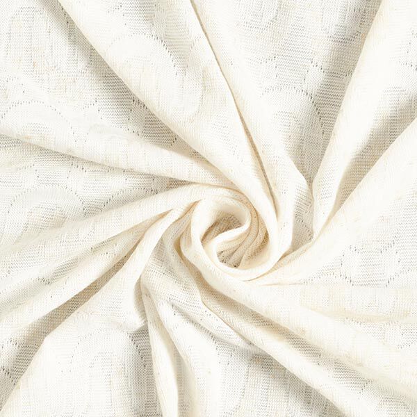Leichter Feinstrick Bogen-Ornamente – wollweiss | Reststück 50cm
