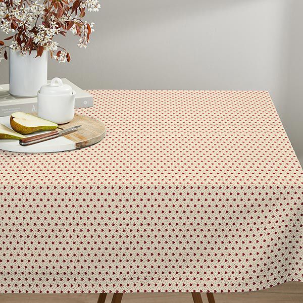 Beschichtete Baumwolle Herzen – hellbeige/rot