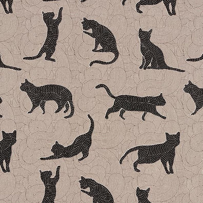 Dekostoff Halbpanama Katzen – schwarz,  image number 1