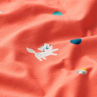 Baumwolljersey Katze und Bälle | PETIT CITRON – lachs, 