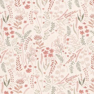 Baumwolljersey rankende Blumenwiese  – wollweiss, 