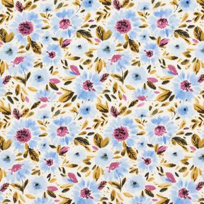Baumwollpopeline Blumenmeer – hellblau/weiss, 