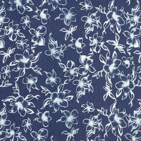 Chambray Sommerblüten – marineblau/wollweiss, 