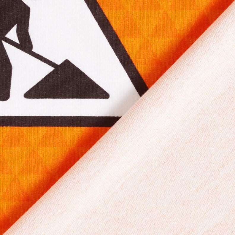 French Terry Panel Einmal Bauarbeiter sein | Stoff&Liebe – hellorange/silbergrau, image number 4