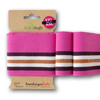 Bio Strickbündchen Cuff Me Glam [140 cm | 7.5 cm ] | Albstoffe  – pink/weiss, 