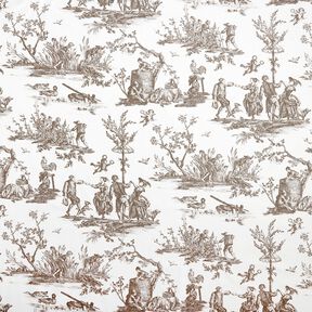 Dekostoff Halbpanama fröhliche Tänzer 280 cm – taupe/weiss, 