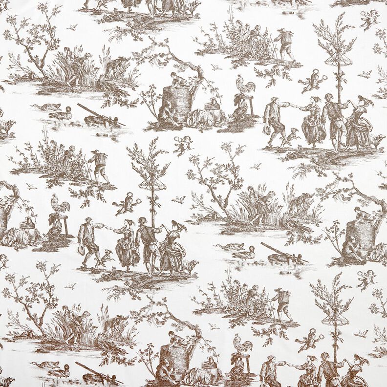 Dekostoff Halbpanama fröhliche Tänzer 280 cm – taupe/weiss,  image number 1