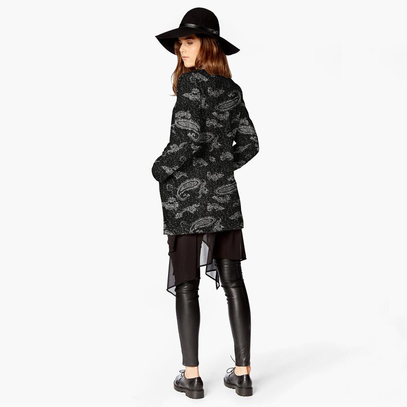Mantelstoff Paisley und Pailletten – anthrazit/hellgrau,  image number 5