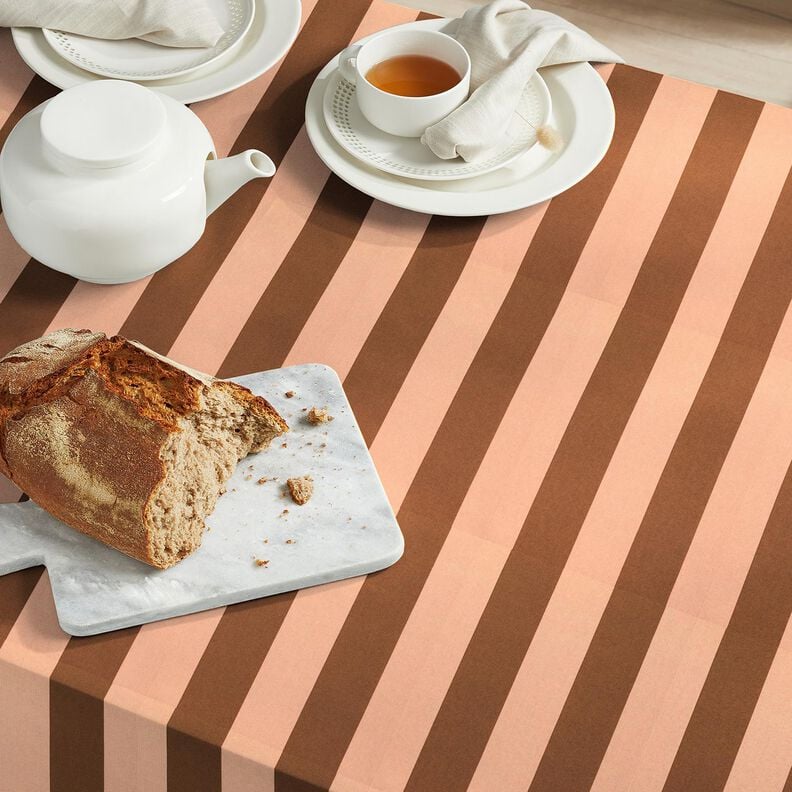 Dekostoff Canvas fröhliche Streifen – lachs/braun,  image number 6