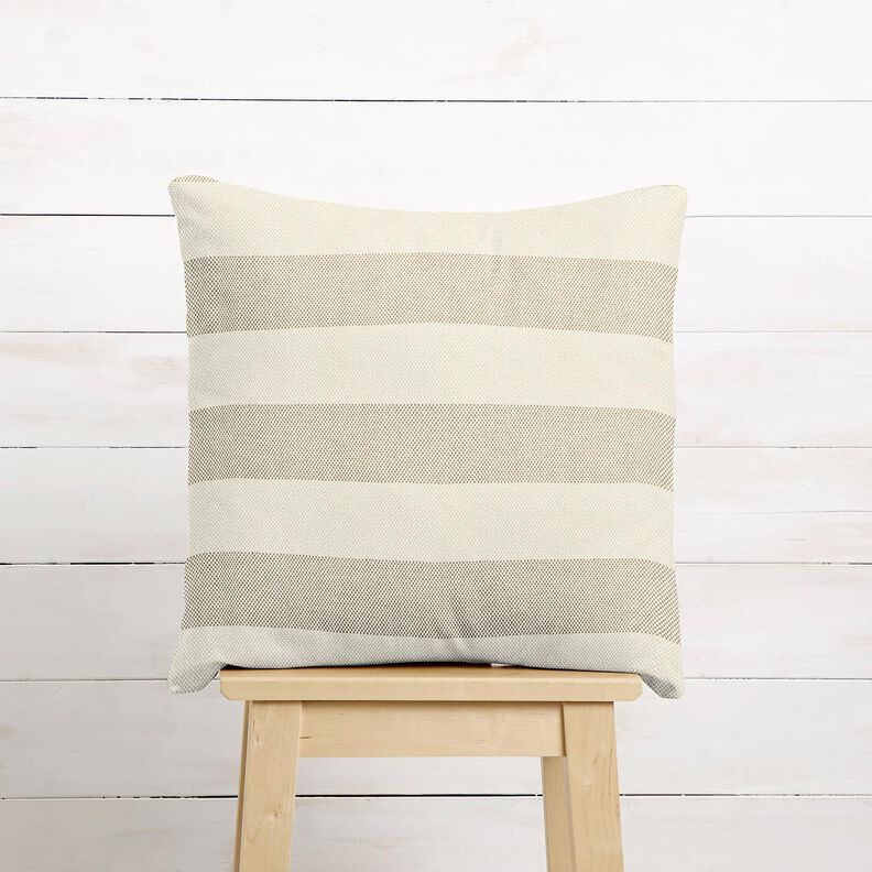 Dekostoff Panama breite Streifen &ndash; taupe/hellbeige,  image number 6