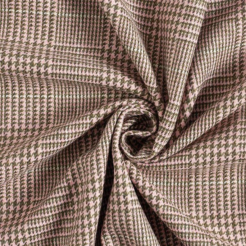 Wollstoff Glencheck – rosa/khaki,  image number 4