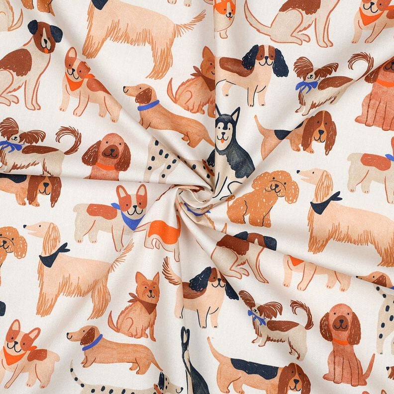 Baumwollpopeline Hunde Digitaldruck | Poppy Fabrics – wollweiss, image number 4