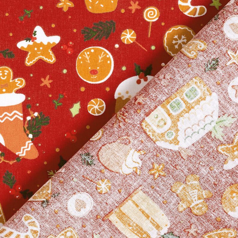 Baumwollstoff Popeline Lebkuchen – karminrot/senf,  image number 4