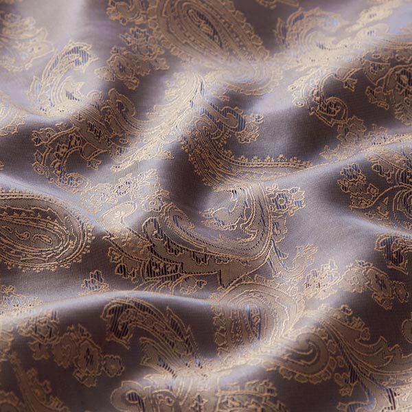 Futterstoff Jacquard Paisley changeant – stahlblau | Reststück 50cm