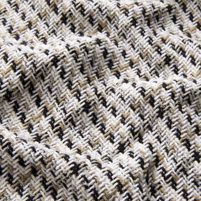 Grober Mantelstoff Glitzergarn Karo – weiss/beige, 