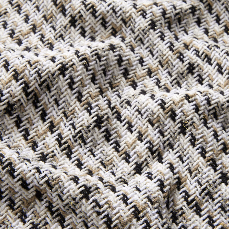 Grober Mantelstoff Glitzergarn Karo – weiss/beige, image number 2