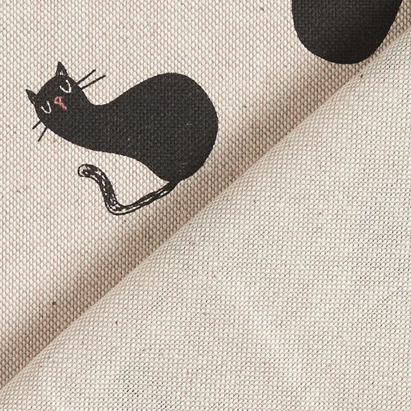 Dekostoff Halbpanama Comic Katzen – schwarz/natur