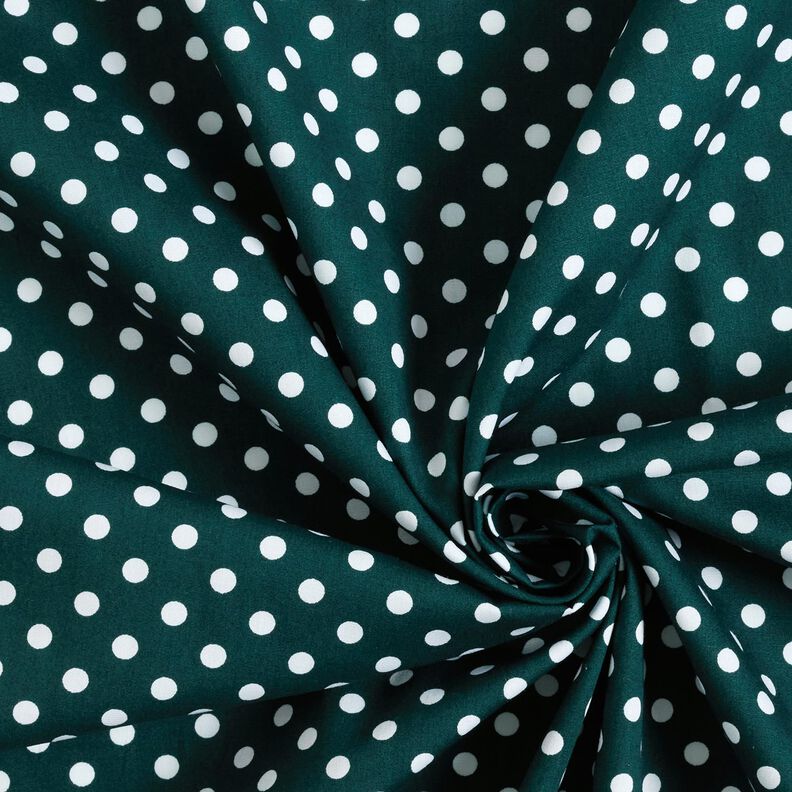Baumwollpopeline Polka Dots – dunkelgrün/weiss,  image number 3