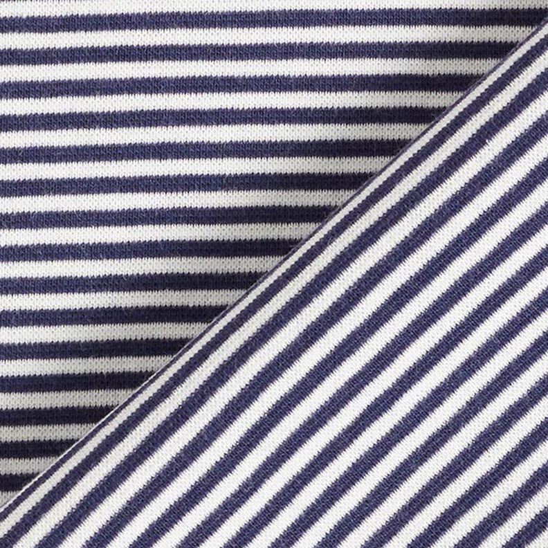 Bündchen Schlauchware schmale Ringel – marineblau/weiss,  image number 4