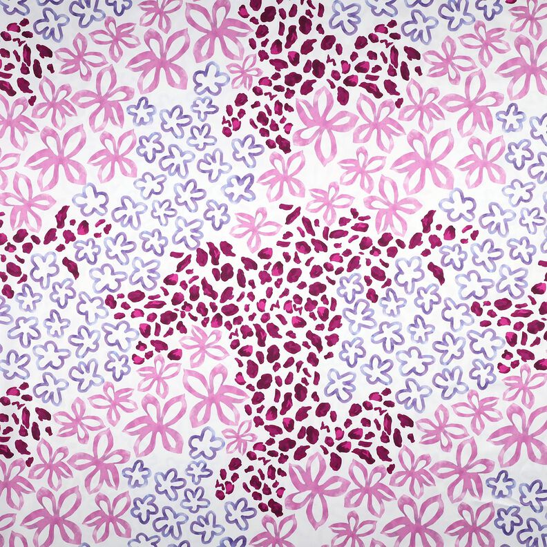 Micro Satin Blumen & Leo &ndash; weiss/beere,  image number 1