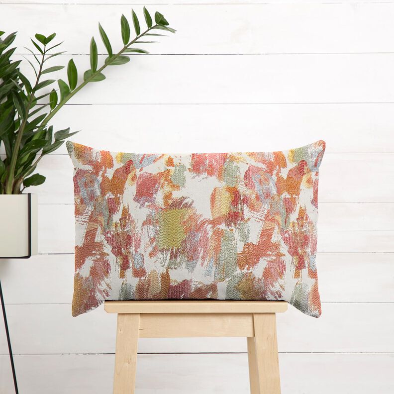 Dekostoff Gobelin abstrakte Kunst &ndash; hellbeige/hellbeere,  image number 5