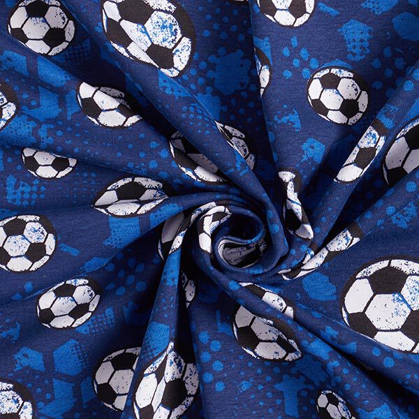 Baumwolljersey Fußball – marineblau | Reststück 100cm