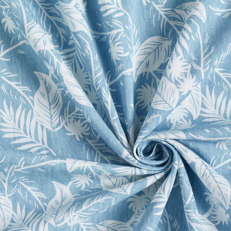 Baumwoll-Chambray Palmen – hellblau/elfenbein,  image number 3