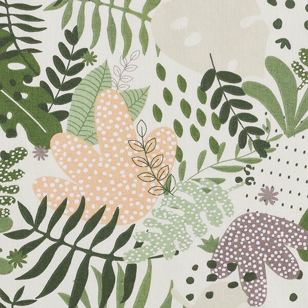 Baumwollstoff Cretonne abstrakte Dschungelpflanzen – weiss/grün,  image number 6