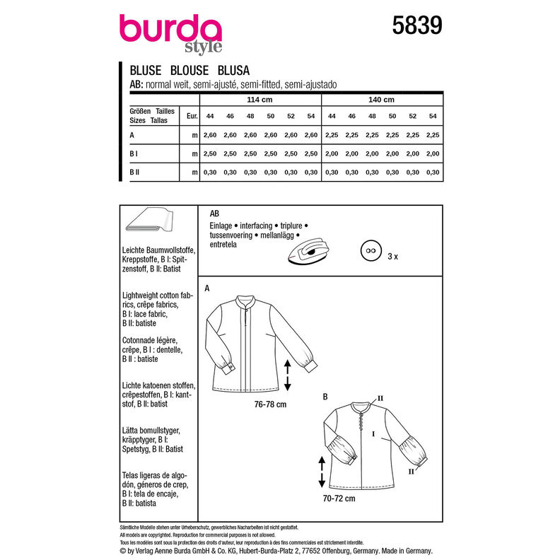 Plus-Size Bluse | Burda 5839 | 44-54,  image number 9